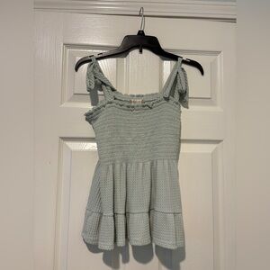 Altar'd State Green Smocked Tiered Blouse